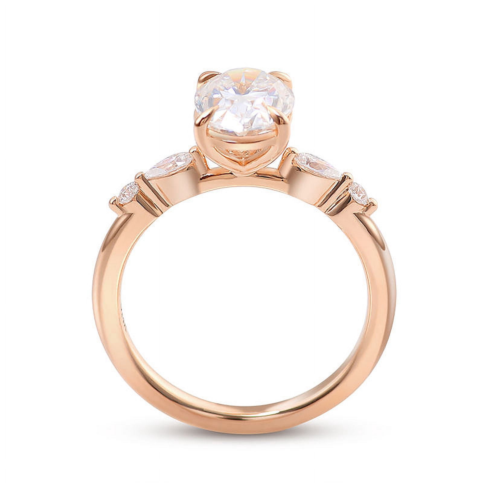 Cora Jewellery 1.5TCW Dainty Oval Moissanite Engagement Ring For Women, 14K Rose Gold