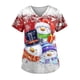 thumbnail image 3 of Uniforme de trabajo de enfermera con estampado navideño y cuello en V para mujer, camiseta de moda para mujer, camisetas divertidas de manga corta, ropa de trabajo, camiseta con bolsillo, 3 of 5