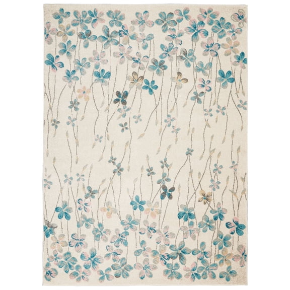 Nourison Tranquil 5'3" X 7'3" (5' x 7') Ivory Area Rug Bohemian Botanical Vine and Bloom by Nourison