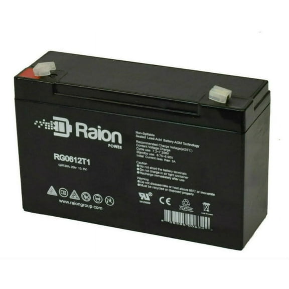 Raion Power 6V 12Ah Replacement Emergency Light Battery for Teledyne H2SE12S10