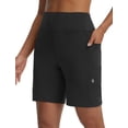 thumbnail image 3 of BALEAF Women's Bermuda Shorts Athletic Running Shorts Quick Dry High Waisted Workout Gym Shorts with Zipper Pockets Walking Casual Black L, 3 of 7