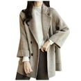 thumbnail image 1 of Plus Size Woolen Coat for Women Herringbone Pattern Loose Slim Versatile Fashion Outerwear Winter Warm Long Coat, 1 of 5