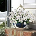 thumbnail image 2 of Deago 6 Bundles Artificial Violet Flowers Outdoor UV Resistant Shrubs Fake Flowers No Fade Plastic Plants Garden Porch Window Box Decorating (White), 2 of 6