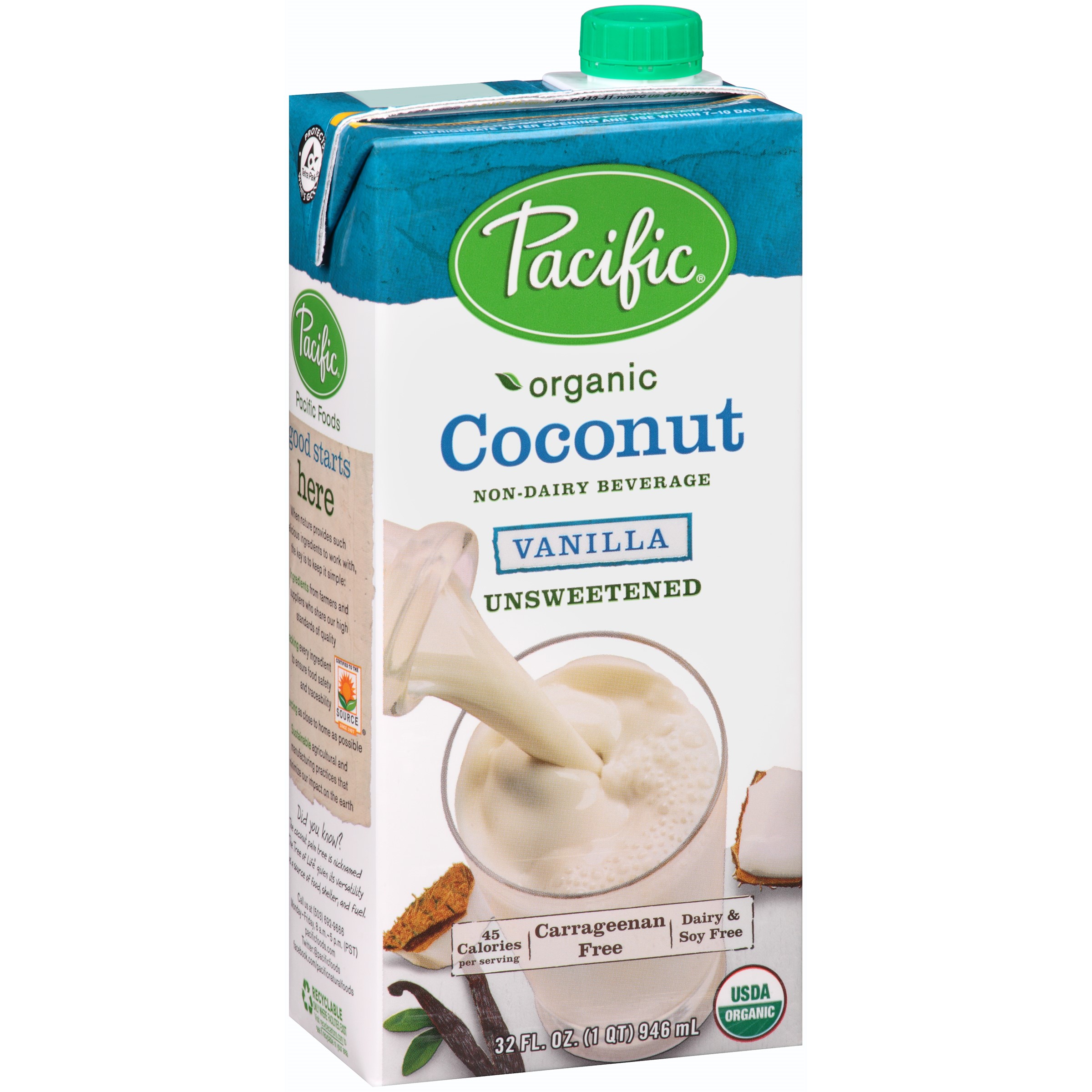 Pacific Foods Organic Coconut NonDairy Unsweetened Beverage, 32Ounces