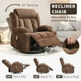 thumbnail image 4 of EuKer Recline Rocker Swivel Chair, Rocker Recline with Massage and Heat for Bedroom, Living Room, Brown, 4 of 8