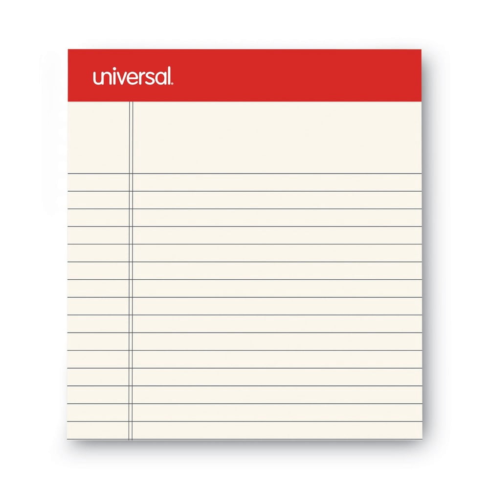 Universal UNV35852 50-Sheet 5 in. x 8 in. Colored Perforated Writing Pads - Narrow Rule, Ivory (1 Dozen)