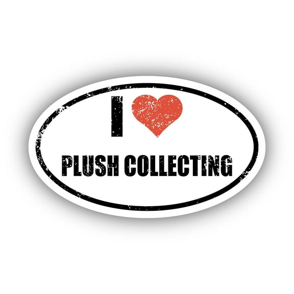 I Love Plush Collecting I Heart Euro Oval Sticker Vinyl 3M Decal 3 In x 5 In