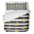 thumbnail image 1 of ABPHQTO Juego de ropa de cama de 3 piezas, funda nórdica negra con 2 fundas de almohada, patrón abstracto de verano, ancla y ola marina, acuarela, 1 of 1