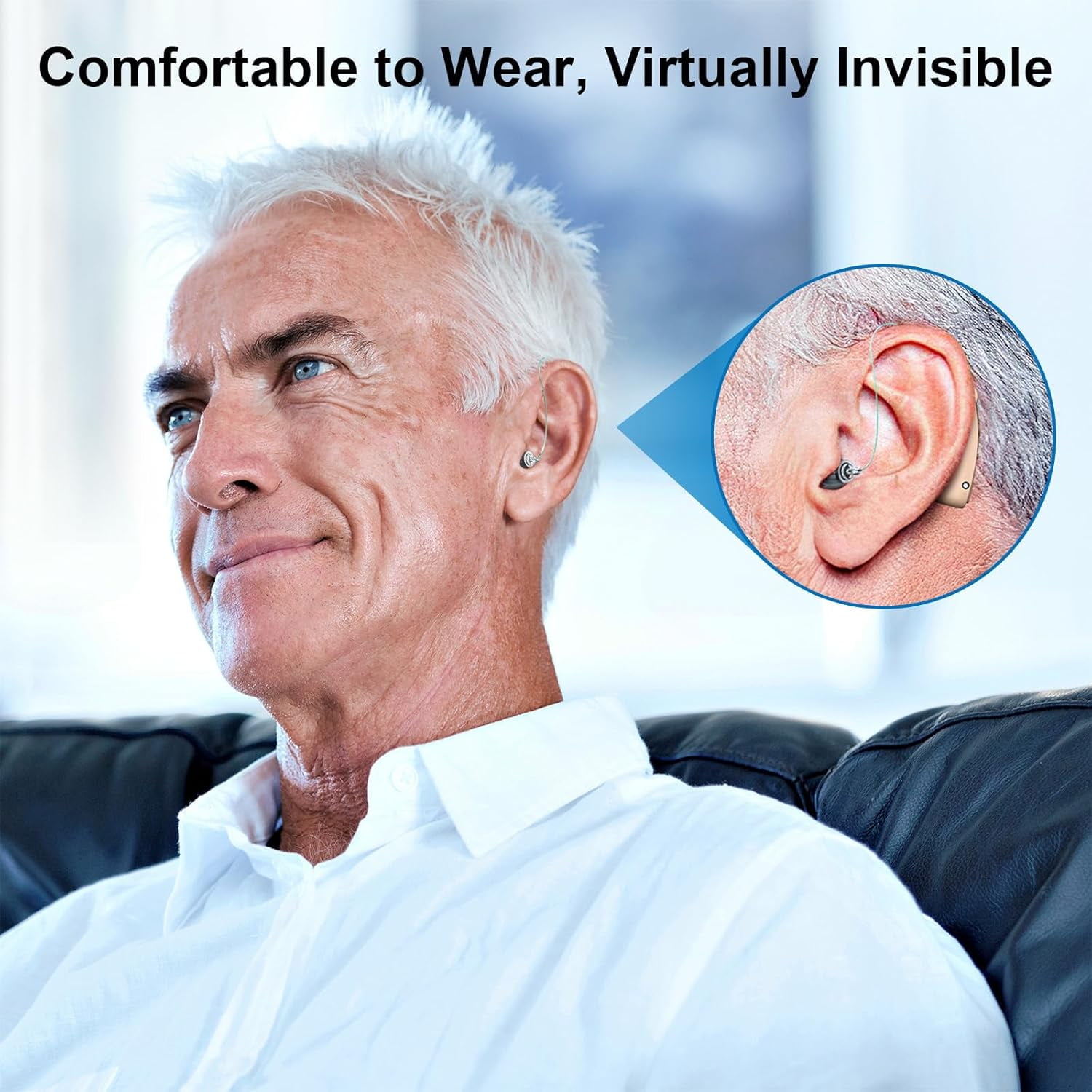 Rechargeable Hearing Aids For Seniors & Adults -Volume Control, Advanced Noise Cancelling With Invisible Sound Amplifications - Comfortable BTE Design For Mild And Moderate With Hearing Loss,Brown