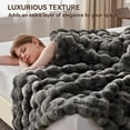 thumbnail image 7 of Faux Fur Throw Blanket, 1000GSM Fluffy Soft Bubble Blanket for Couch Bed, Cozy Plush Warm and Thick Blanket, Fuzzy Rabbit Lola Throw for Living Room Bedroom 50''*60'' Tie-dye Grey, 7 of 7