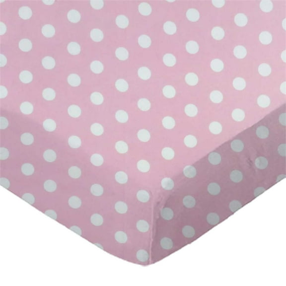 SheetWorld 100% Cotton Percale Extra Deep Fitted Portable Mini Crib Sheet 24 x 38 x 5.5, Pastel Pink Polka Dots Woven
