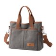 thumbnail image 2 of ibiyuan Canvas Crossbody Bags For Women Women Gray Canvas Shoulder Messenger Tote Bag Large Capacity Multifunctional Carry Bag for Work Shopping Travel, 2 of 7