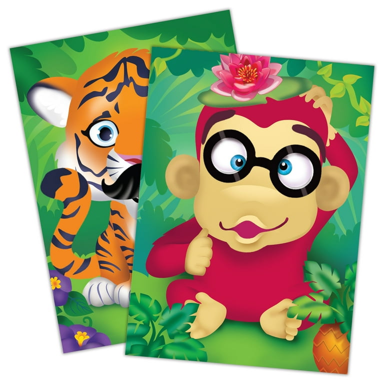 Bendon Publishing Zany Zoo Animals Create a Face Sticker Activity