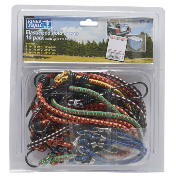 Bungee Cords - Assorted Sizes + Colours, 16 Pieces
