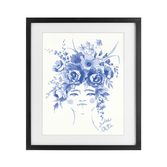 Stupell Industries Glam Dolce Vita Woman with Roses Black Framed Print Under Glass, 13 x 16, by Karolina Sato