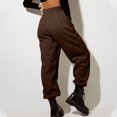 thumbnail image 4 of Women Men Fashion Solid Color Elastic Waist Sweatpants Sport Pants Drawstring High Waist Comfy Fall Winter Joggers Pants with Pockets, 4 of 5