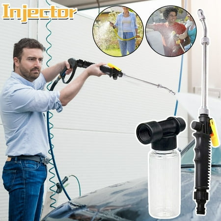 Multifunctional Garden Nozzle Heavy Duty Sprayer Nozzle High Pressure Spray Gun 360&deg; Rotating Water Adjustment for Car Washing Outdoor Gardening Pets Shower Patio Cleaning with Foam Jug 15inch