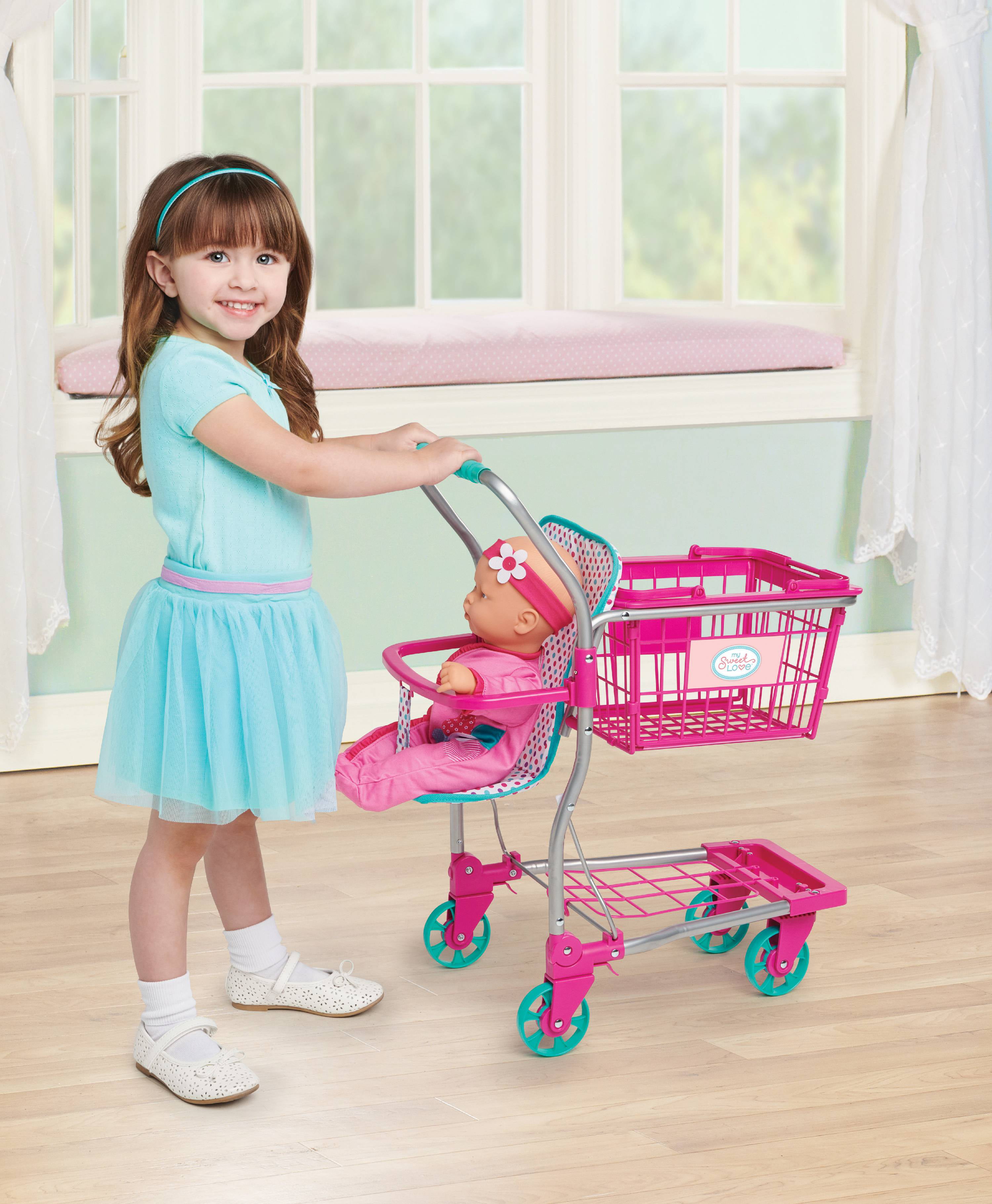 Kids Toys Supermarket Shopping Basket Kid Pretend Play Desk For Baby Gift New OS 