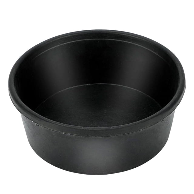 现货供应橡胶桶饲料盆 黑色橡胶塑料狗碗 圆形宠物喂食盆 4QT 4L