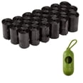 thumbnail image 1 of 20 rollos (300 unidades, negro) de bolsas para excrementos de perro con dispensador verde. Bolsas para excrementos de mascotas, bolsas para excrementos de perro con dispensador y clip para correa, sin, 1 of 5