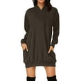 thumbnail image 1 of Ladies Casual Loose Long Sleeved Hooded Solid Color Dress, 1 of 4