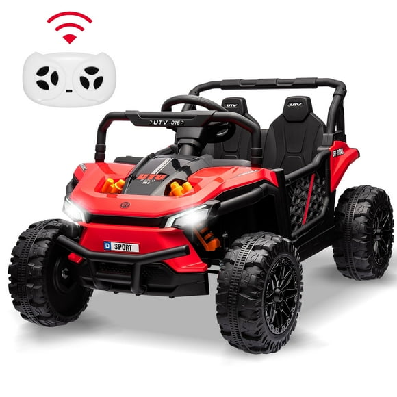 12V Electric UTV Car with Remote Control, Ride on Truck with Toy Storage, Spring Suspension, LED Headlights, Ride Cars w/4 Wheels, Ride on Toys for Boys Girls