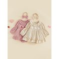 thumbnail image 3 of RUINIXCW Baby Girl Fall Outfits Goose/Strawberry Long Sleeve Ruffled Smocked Bubble Romper Dress and Bow Headband 2 Piece Set, 3 of 9