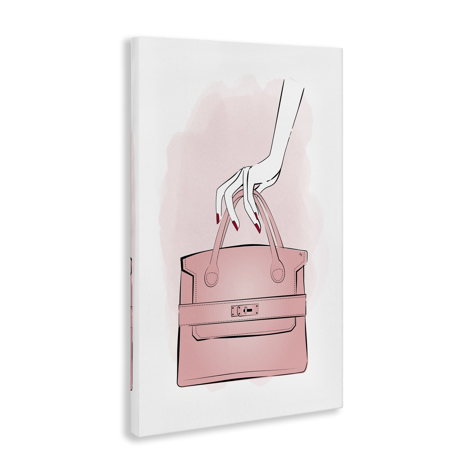 Stupell Industries Holding Pink Purse Beauty & Fashion Painting Gallery Wrapped Canvas Art Print Wall Art, 20 x 30