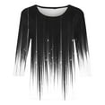 thumbnail image 4 of Summer Womens Plus Size Tunic Blouses Gradient Print Tee Shirts Scooped Neck 3/4 Sleeve Tops Loose Fitted T Shirts Vintage Trendy Y2K Blouse Going Out Party Clothing Spring Streetwear, 4 of 5