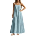 thumbnail image 2 of NTACZA Elegant Dresses for Women Maxi Slip Dress Sleeveless Square Neckline Vacation Casual Beach Blue L, 2 of 7
