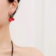 thumbnail image 3 of 8K Gold Plated Green Leaf Red Cherry Earrings for Women Sweety Fruit Dangle Earring for Teen Girls, 3 of 4