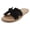 Black Suede, variant on Women Slide Sandals Bow Knot Strap Flat Lightweight Flip-Flops ROAD-S Light Blue Linen 7.5