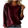 thumbnail image 5 of ClodeEU Womens Fall Long Sleeve Sweater ,Crew Neck Cozy Loose Fit Knit Pullover Sweaters Tops Wine,Womens Plus XL, 5 of 7