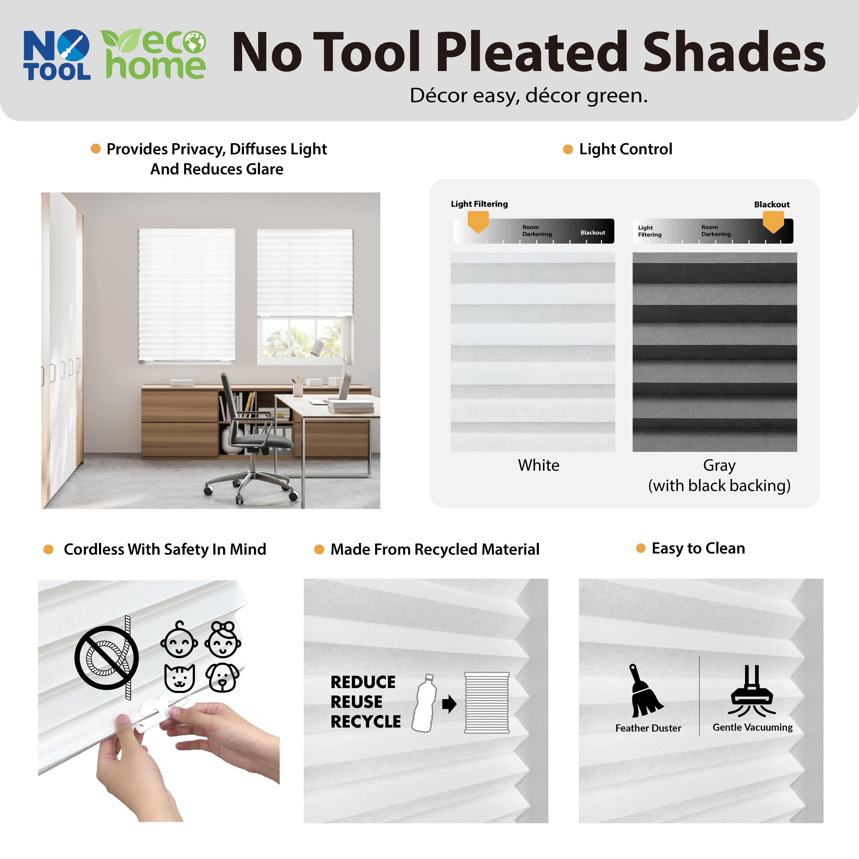 Regal Living No Tool 4-Pack Light Filtering Pleated Shade, White - 36" W x 72" L