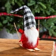 thumbnail image 2 of Evergreen Plush Skiing Gnome Table Decor w Buffalo Check Hat, 2 of 3