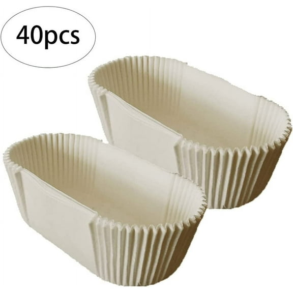 Tutuviw Set of 40 Ellipse Cake Cups Disposable Baking Cups Cake Pan Wrap Paper Boat Shape Paper Liner Bread Loaf Party Supplies for Cakes Muffins White
