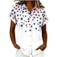 thumbnail image 2 of Mifsaly Short Sleeve Button Down Shirts for Women Lapel Collar V Neck Blouses Patriotic Hearts American Flag Print Independence Day Tops 2026 XXL, 2 of 6