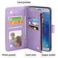thumbnail image 4 of Compatible with Samsung Galaxy J7 Star J 7 Crown 7J Refine 2018 Wallet Phone Case and Tempered Glass Screen Protector Flower Faux Leather Flip Credit Card Holder Stand Zipper Cell Cover for Purple, 4 of 9