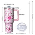 thumbnail image 2 of Pink Breast Cancer Tumbler with Handle and Lid,40oz Double Wall Vacuum Insulated Tumbler,Cups Gift for Women and Men, 2 of 7