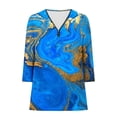 thumbnail image 5 of Penkiiy Womens Printed Tunic Tops 3/4 Sleeve Zip up Tops Dressy Casual Blouses V Neck Work Shirts to Wear with Leggings 2XL Multicolor, 5 of 5