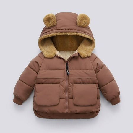 

DENGDENG Infant Baby Toddler Thicken Long Sleeve Coat Fleece Zip Up Jacket Hooded Winter Warm Outerwear 6M-3Y