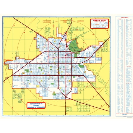 Old City Map - Lubbock Texas - Southwest 1955 - 23 x 28.96 - Walmart.com
