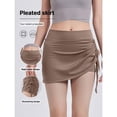thumbnail image 6 of Top-kevin Women'S High-Waist Pleated Workout Skirt with Built-In Shorts - Stretchy Yoga Skirt for Running, Cycling, Gym - Light Gray Drawstring Design, Spring/Summer/Fall Activewear, 6 of 10