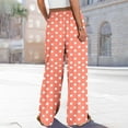 thumbnail image 4 of HongQid Womens Wide Leg Pants Elastic Drawstring Beach Vacation Palazzo Loose Polka Dots Printed Comfy Trousers with Pockets, 4 of 6