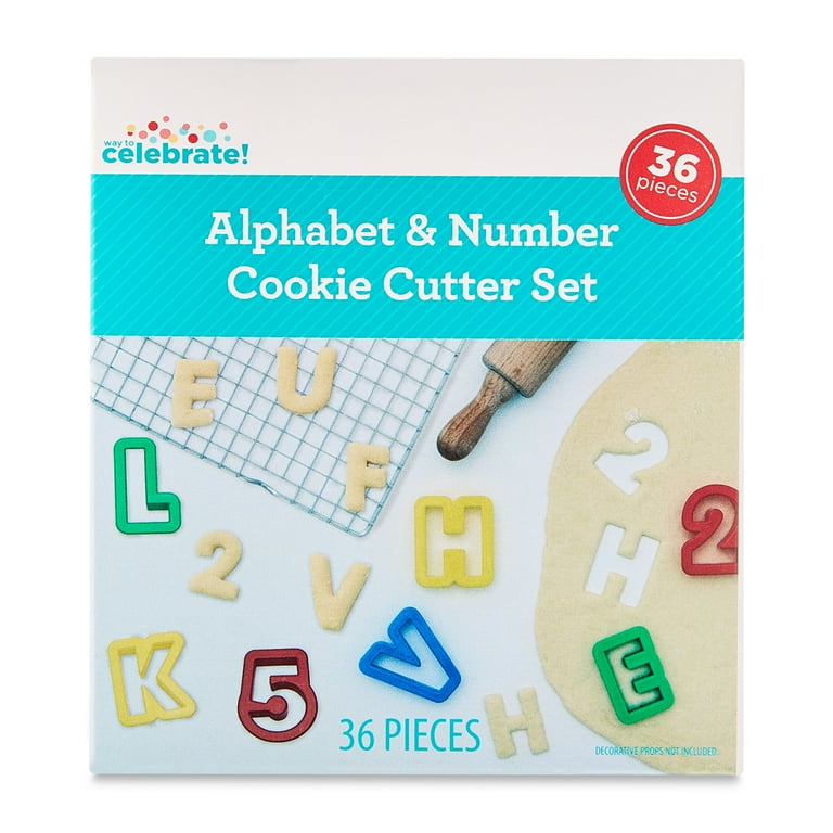 Way To Celebrate Alphabet and Number Plastic Cookie Cutter Set 36