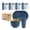 Dark Blue, variant on 32 Piece Wheat Fiber Style Dinnerware Set, Plates Bowls Cups Cutlery and Chopsticks, Multicolor