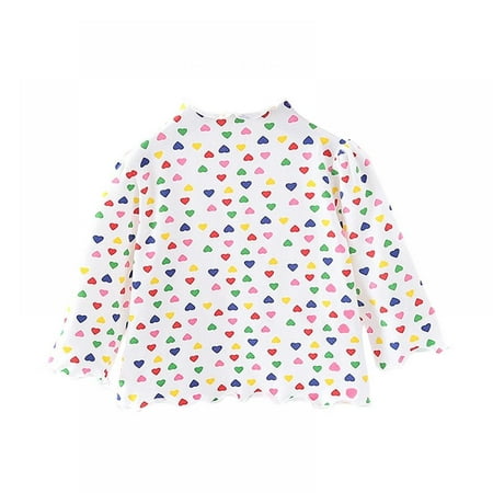 

Girls Top -Spring Clothes Little Girls Sweet Color Love Printing Half High Neck Long Sleeve
