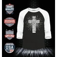 thumbnail image 2 of Shop4Ever Men's John 3:16 Bible Verse Cross  Raglan Baseball Shirt Medium Black/White, 2 of 4