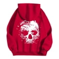 thumbnail image 7 of NinXxx Women's Print Pullover Hoodie Streetwear Drawstring Pouch Pocket Red M, 7 of 7
