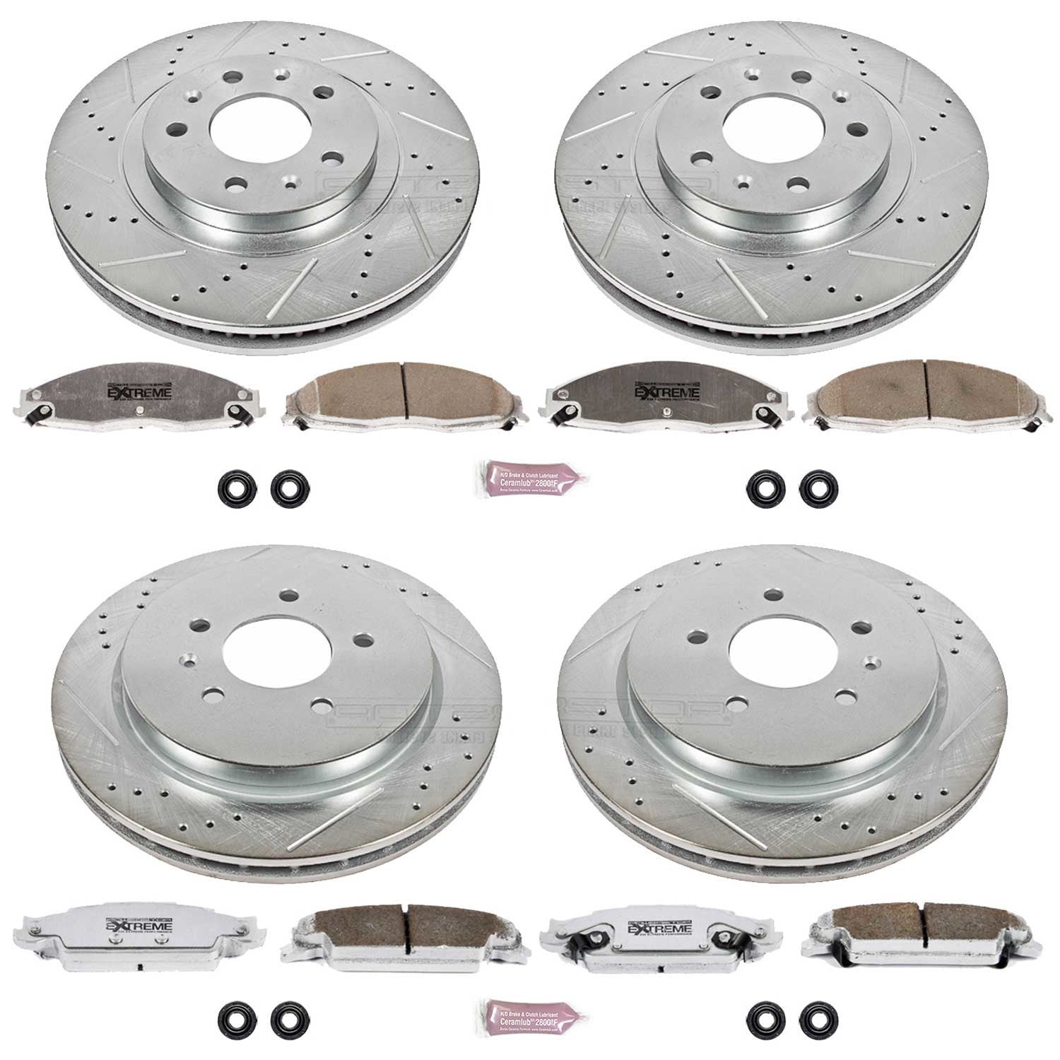 PowerStop Front and Rear Z26 Street Warrior Carbon-Fiber Ceramic Brake Pad and Drilled and Slotted Rotor Kit Fits: CADILLAC Select Models K1420-26